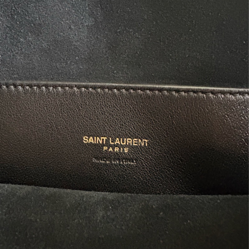 YSL 聖羅蘭 黑色 小羊皮 抽繩水桶包-13