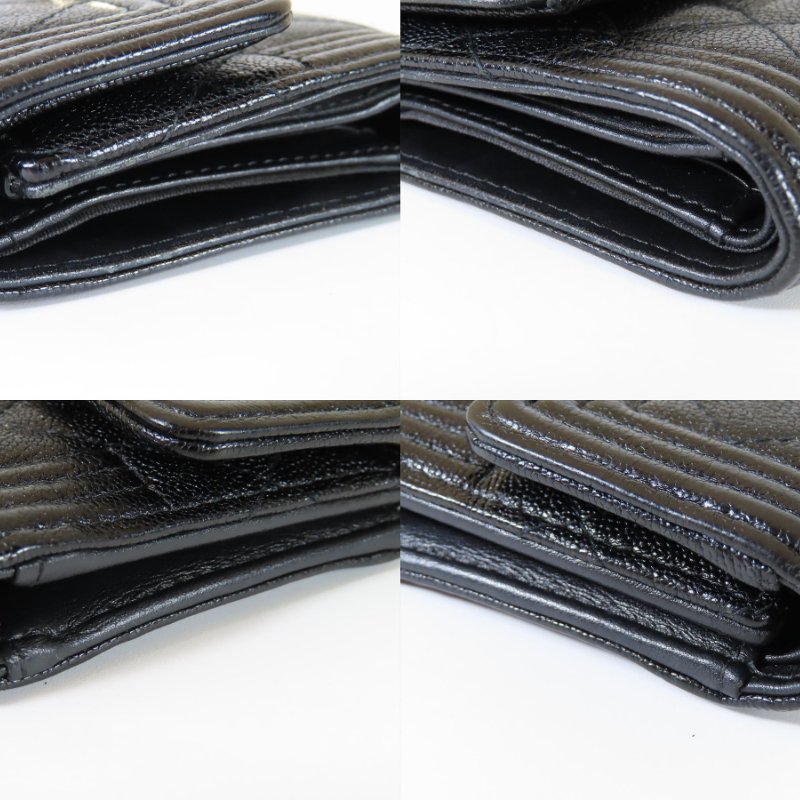 【巴黎站二手名牌專賣店】*現貨*CHANEL 香奈兒 真品*經典BOY黑荔枝牛皮淡金雙C釦式三折短夾-7