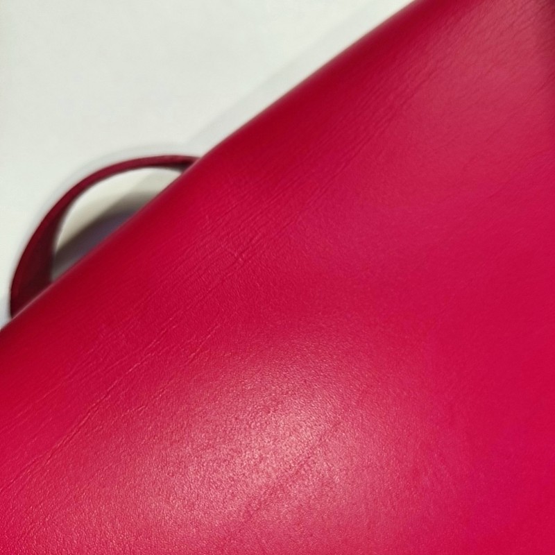 YSL DOMINO 玫紅色牛皮單肩包斜挎包 金色五金-11