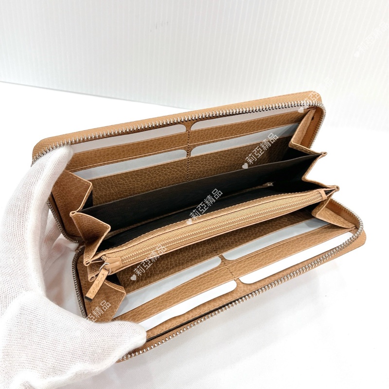 莉亞精品♡Gucci 456117 ㄇ拉長夾 奶茶 二手-14