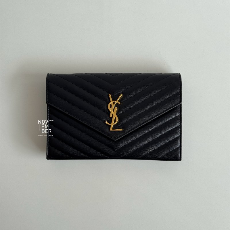 閒置新💖 Saint Laurent YSL 聖羅蘭 WOC 信封包 黑色金釦-0