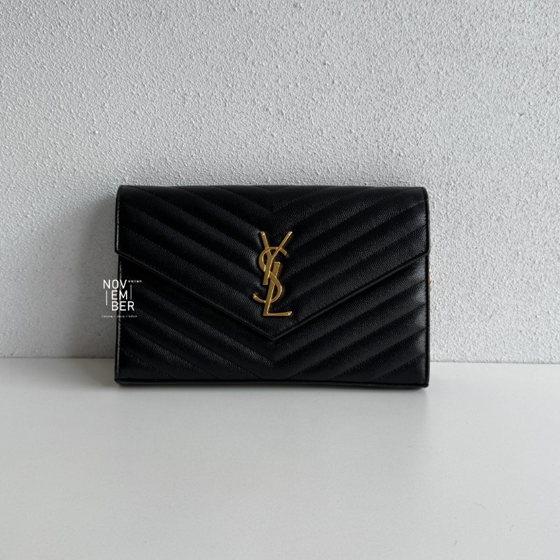 閒置新💖 Saint Laurent YSL 聖羅蘭 WOC 信封包 黑色金釦-2