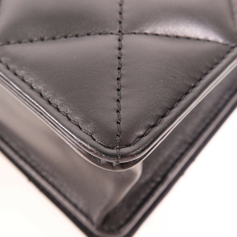 CHANEL 羊皮皮革Chain Shoulder銀扣肩背袋-7