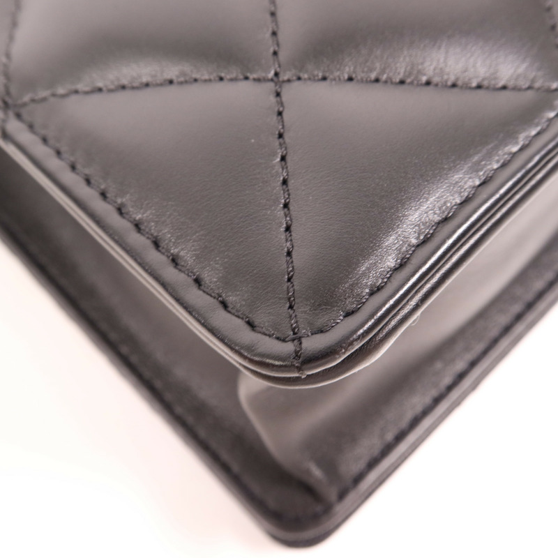 CHANEL 羊皮皮革Chain Shoulder銀扣肩背袋-8