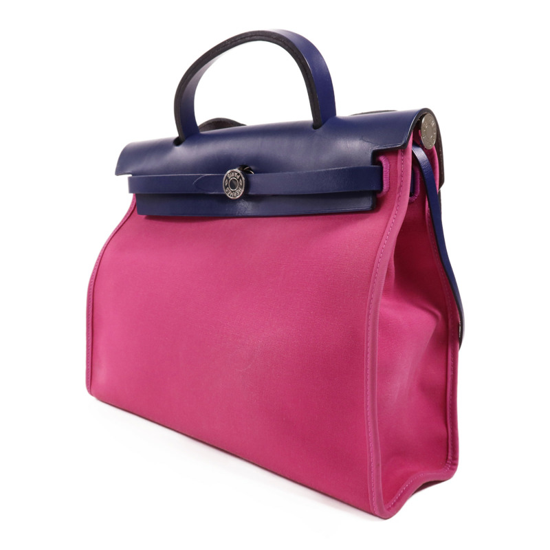 HERMES 帆布Herbag PM銀扣手挽肩背兩用袋Magnolia-2
