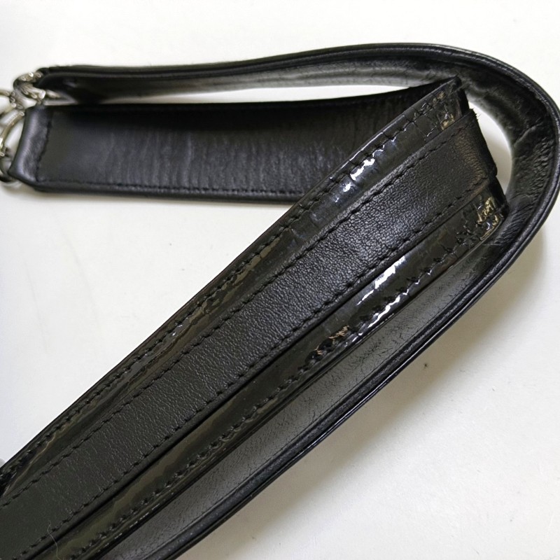 CHANEL DEAUVILLE 黑色羊皮拼貼手提包單肩包 黑色五金 10開 2條可拆卸肩帶-13