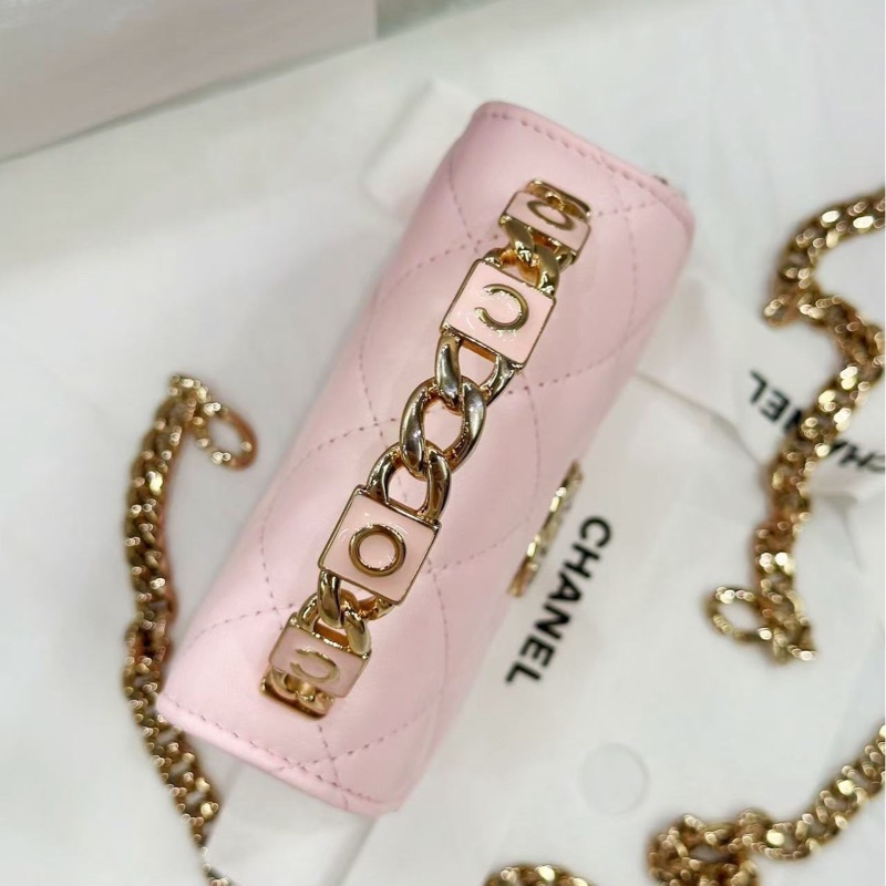 【配件：帶票帶卡大全套 💕】Chanel 22s 琺瑯手柄 小廢包 羊皮 淡粉色/櫻花粉 手提/斜挎包-2