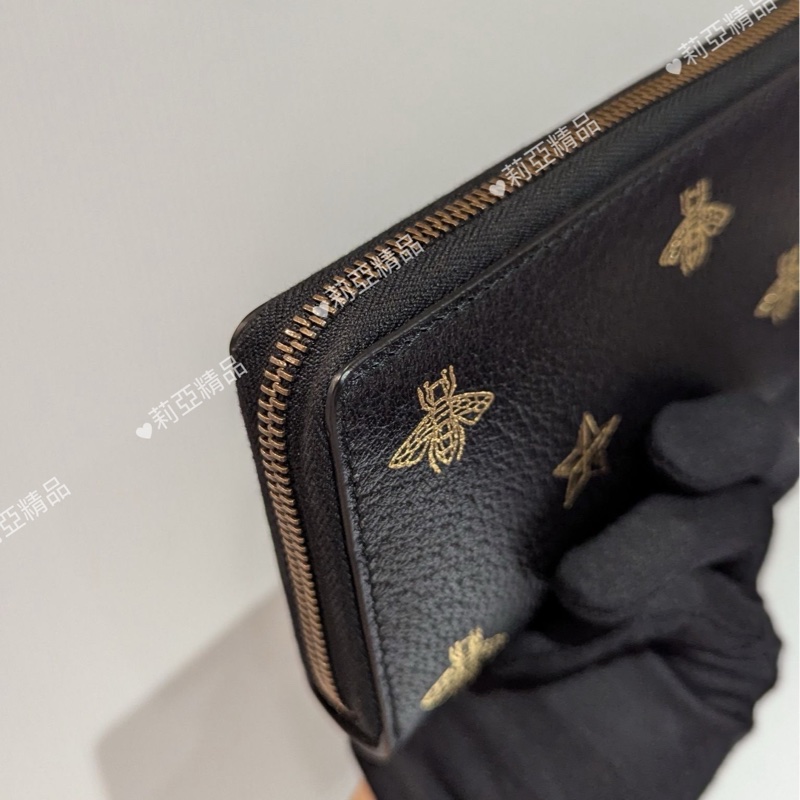 莉亞精品♡Gucci 495062 蜜蜂拉鍊長夾 二手-6
