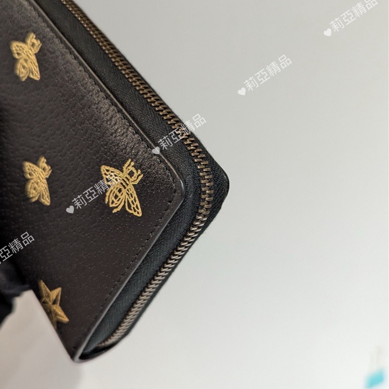 莉亞精品♡Gucci 495062 蜜蜂拉鍊長夾 二手-7
