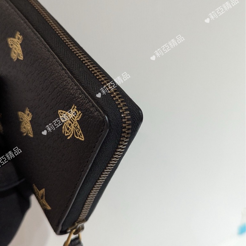 莉亞精品♡Gucci 495062 蜜蜂拉鍊長夾 二手-9
