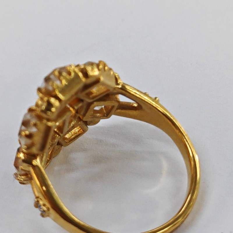 DIOR 歐碼53碼 金色合金人造水晶LOGO戒指-5