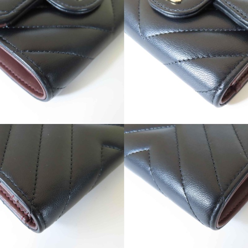 【巴黎站二手名牌專賣店】*現貨*CHANEL 香奈兒 真品*黑色山型紋羊皮銀雙C釦式短夾-4