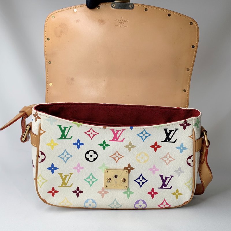 LV 經典村上隆白彩鉚釘郵差包-4