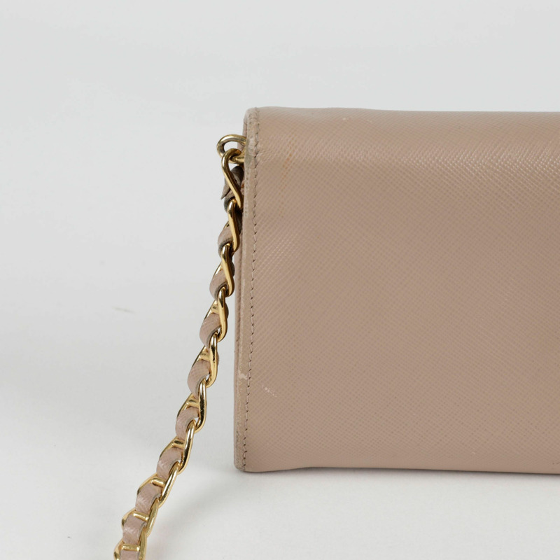 PRADA 1MT290 金屬標誌鏈條皮夾斜背包-5