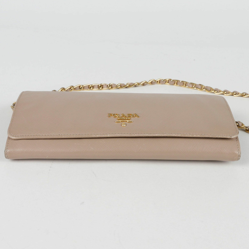 PRADA 1MT290 金屬標誌鏈條皮夾斜背包-8