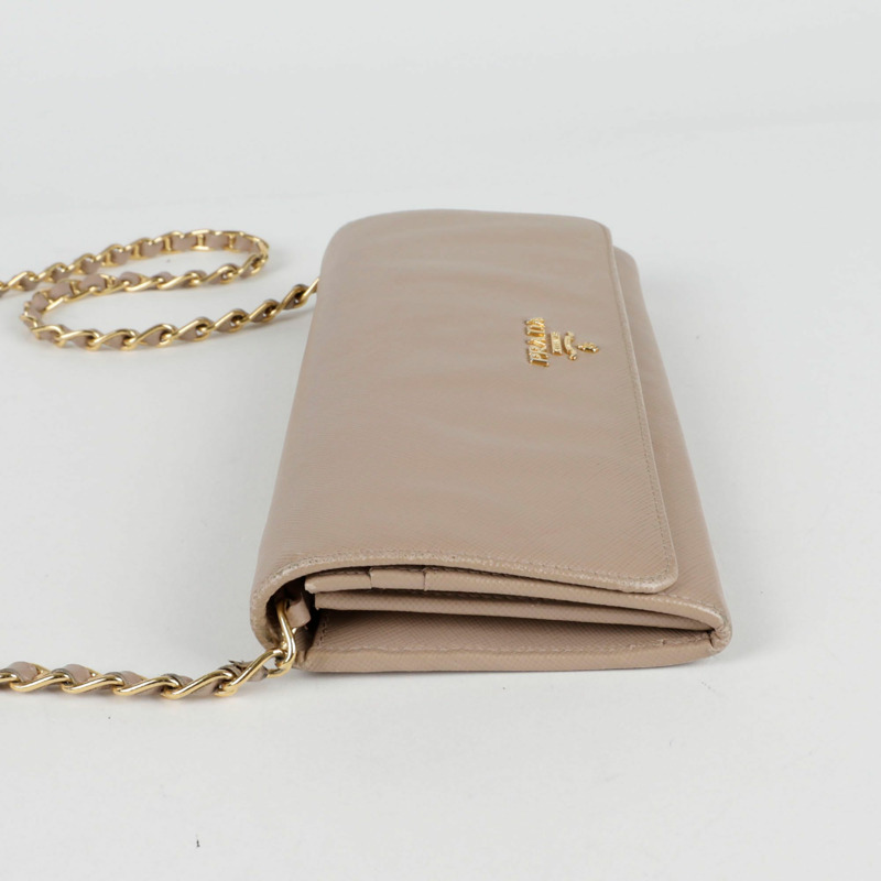 PRADA 1MT290 金屬標誌鏈條皮夾斜背包-9