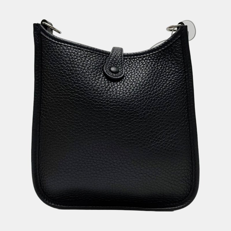 HERMES Evelyne TPM 黑色Clemence牛皮鏤空伊芙琳單肩包斜挎包 銀色五金 U刻 可拆卸肩帶 配件齊全 9.9新-4