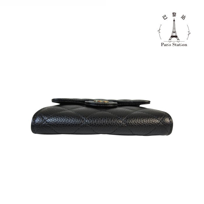 【巴黎站二手名牌專賣店】*全新現貨*CHANEL香奈兒真品*AP0231黑荔枝金雙C三折短夾-2