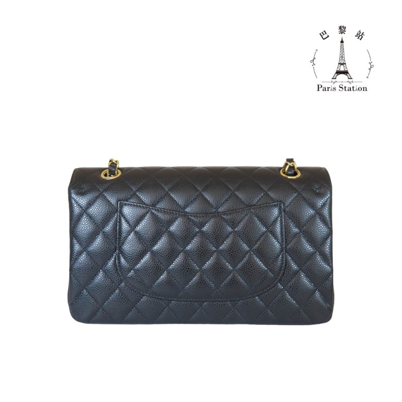 【巴黎站二手名牌專賣店】*現貨*CHANEL香奈兒真品*經典黑色菱格紋荔枝牛皮金雙C COCO 25 金鏈肩背包-1