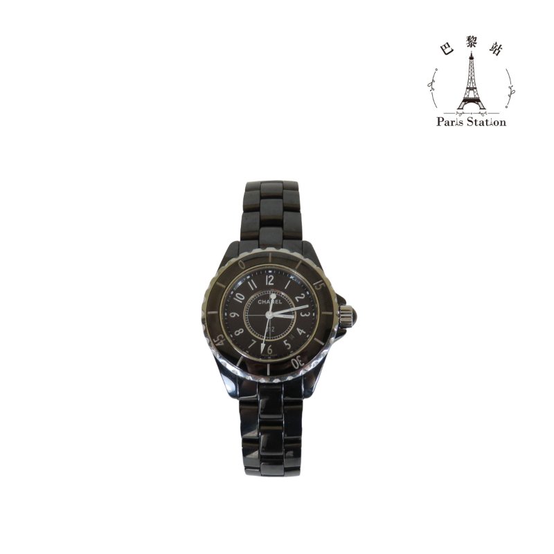 【巴黎站二手名牌專賣店】*現貨*CHANEL 香奈兒 真品*J12黑陶瓷33CM石英錶-0