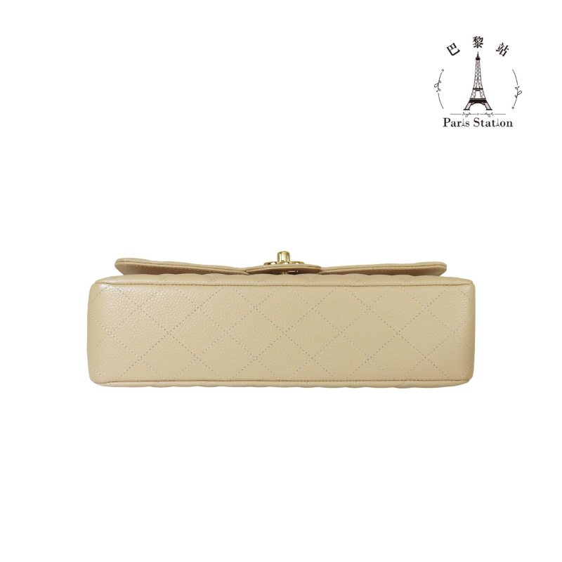 【巴黎站二手名牌專賣店】＊現貨＊CHANEL香奈兒真品＊奶茶色菱格紋荔枝牛皮金雙C COCO 25 金鏈肩背包-2