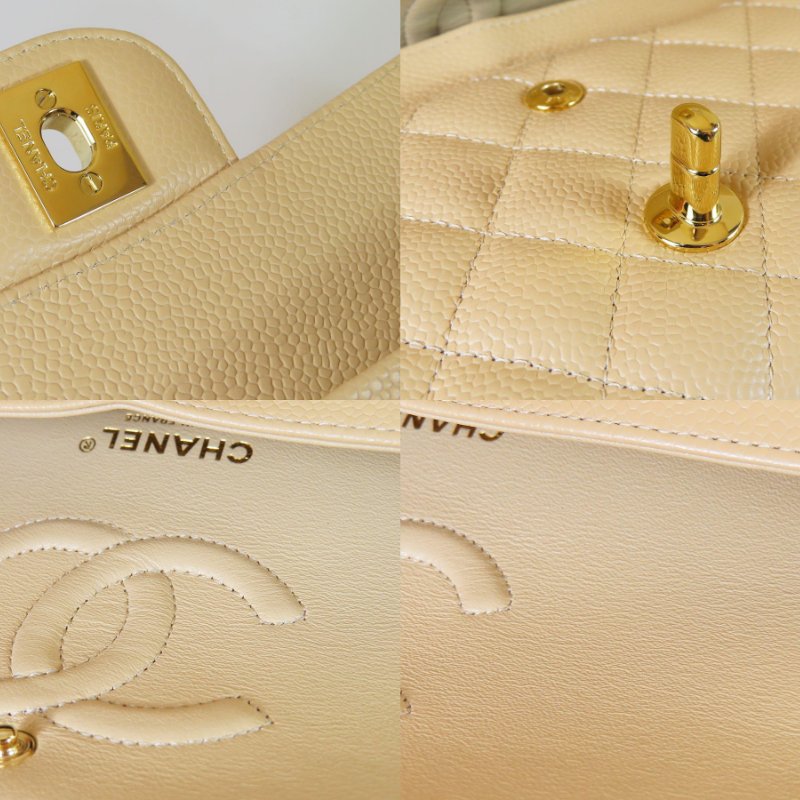 【巴黎站二手名牌專賣店】＊現貨＊CHANEL香奈兒真品＊奶茶色菱格紋荔枝牛皮金雙C COCO 25 金鏈肩背包-6