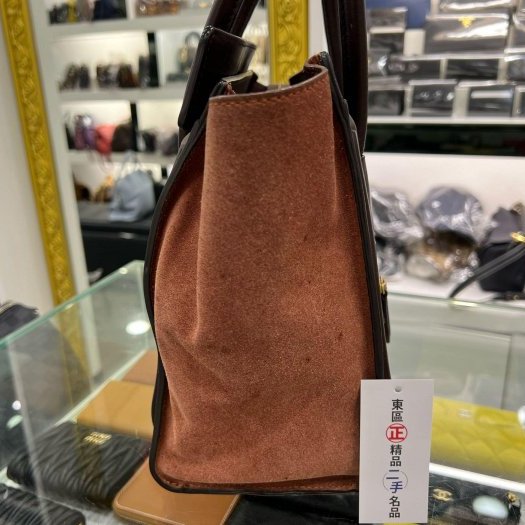東區正精品㊣CELINE Micro 咖啡色三色牛皮手提包冏包中型 RZ5780-7