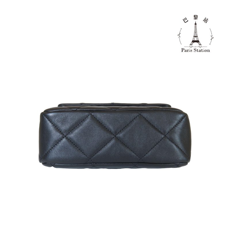 【巴黎站二手名牌專賣店】*現貨*CHANEL香奈兒真品*AS4274 黑色菱格紋小牛皮金色環扣提把金鍊口蓋斜背包18CM-2