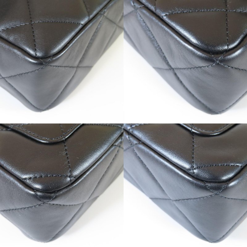 【巴黎站二手名牌專賣店】*現貨*CHANEL香奈兒真品*AS4274 黑色菱格紋小牛皮金色環扣提把金鍊口蓋斜背包18CM-4