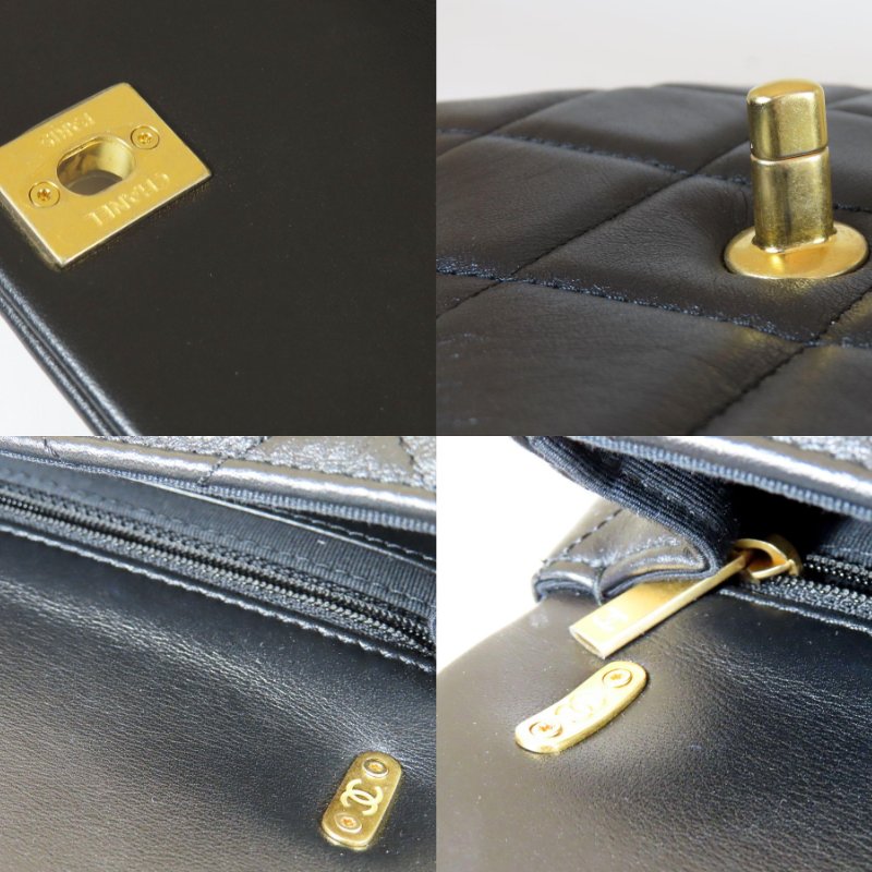 【巴黎站二手名牌專賣店】*現貨*CHANEL香奈兒真品*AS4274 黑色菱格紋小牛皮金色環扣提把金鍊口蓋斜背包18CM-5