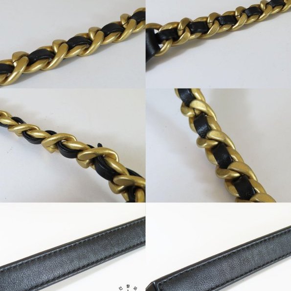 【巴黎站二手名牌專賣店】*現貨*CHANEL香奈兒真品*AS4274 黑色菱格紋小牛皮金色環扣提把金鍊口蓋斜背包18CM-8