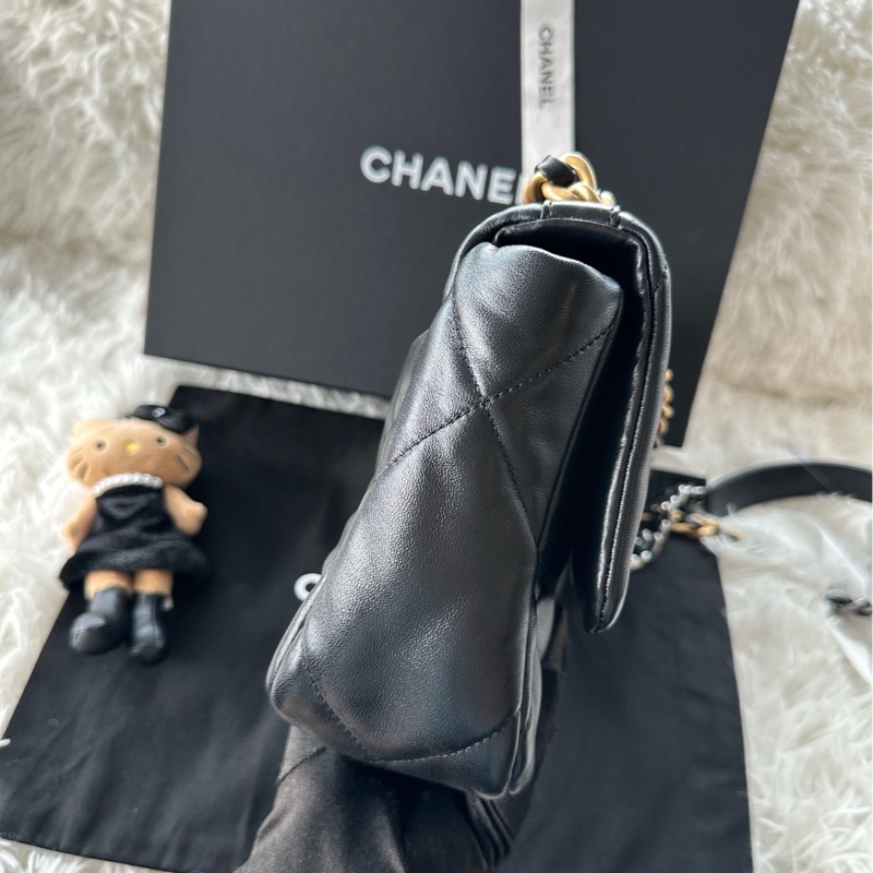 【配件防塵袋盒子 💕】Chanel 19bag 25p 黑金 小號 單肩斜挎包-3