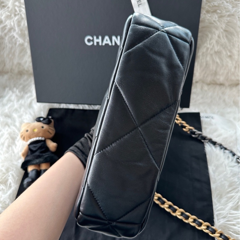 【配件防塵袋盒子 💕】Chanel 19bag 25p 黑金 小號 單肩斜挎包-5