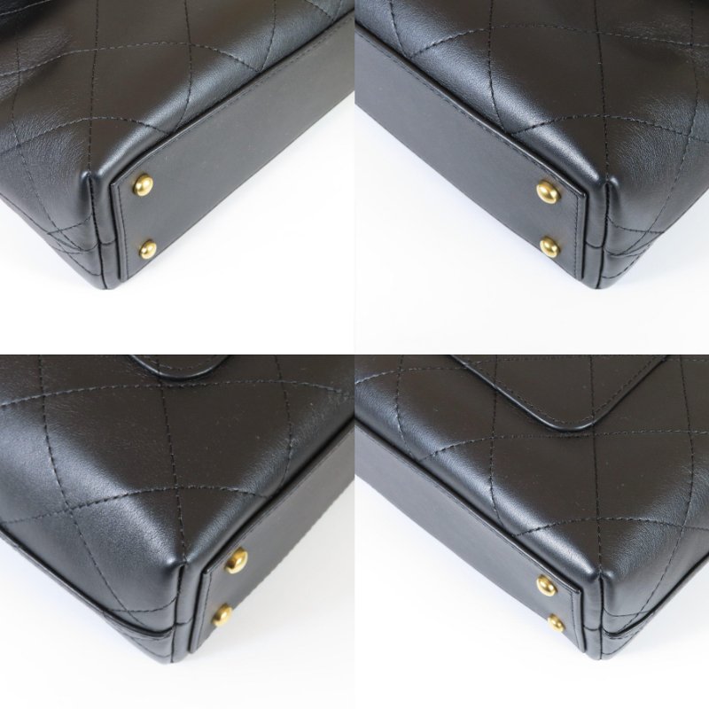 【巴黎站二手名牌專賣店】＊現貨＊CHANEL香奈兒真品＊黑色菱格紋小牛皮方型手提兩用肩背包 口蓋公事包-4