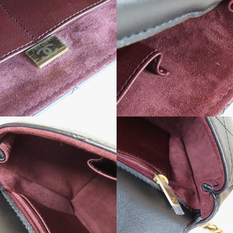 【巴黎站二手名牌專賣店】＊現貨＊CHANEL香奈兒真品＊黑色菱格紋小牛皮方型手提兩用肩背包 口蓋公事包-6