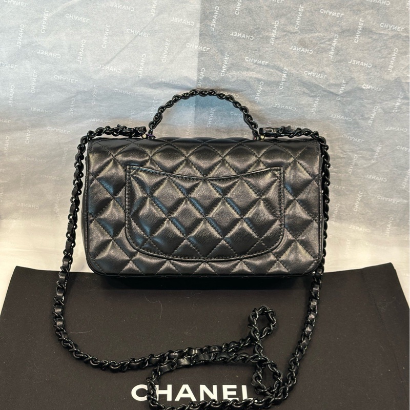 【配件:小票 防塵袋盒子 💕】Chanel 25c 皮穿鏈手柄 Cf mini handle soblack-1