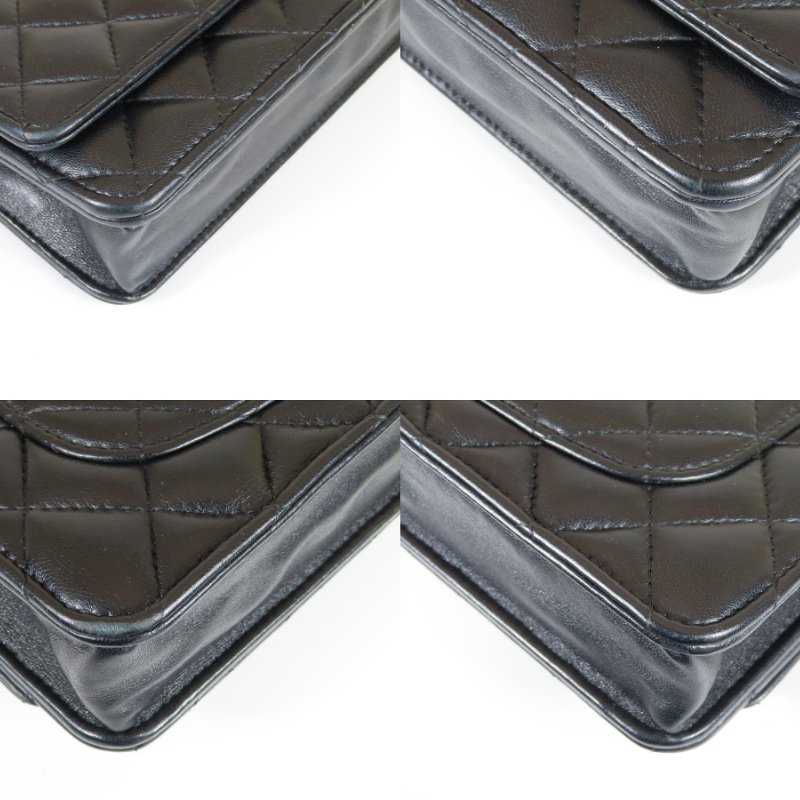 【巴黎站二手名牌專賣店】＊現貨＊CHANEL 香奈兒 真品＊黑色菱格紋羊皮琺瑯黑色雙C白色調節釦WOC 斜背包-4