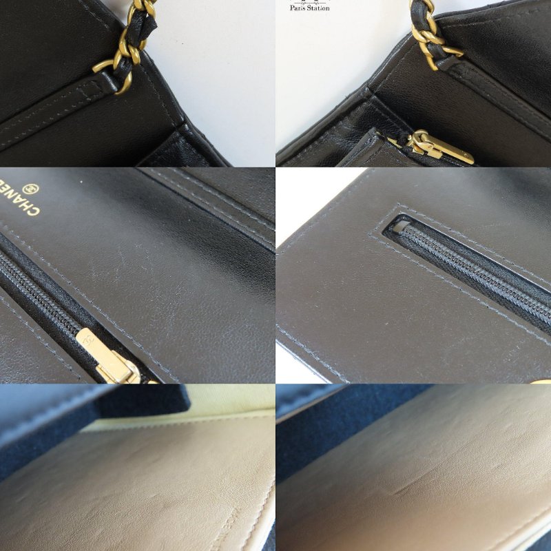 【巴黎站二手名牌專賣店】＊現貨＊CHANEL 香奈兒 真品＊黑色菱格紋羊皮琺瑯黑色雙C白色調節釦WOC 斜背包-7