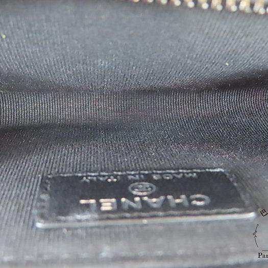 【巴黎站二手名牌專賣】*現貨*CHANEL 香奈兒 真品*黑色菱格紋羊皮黑雙C L型拉鍊卡包 零錢包-3