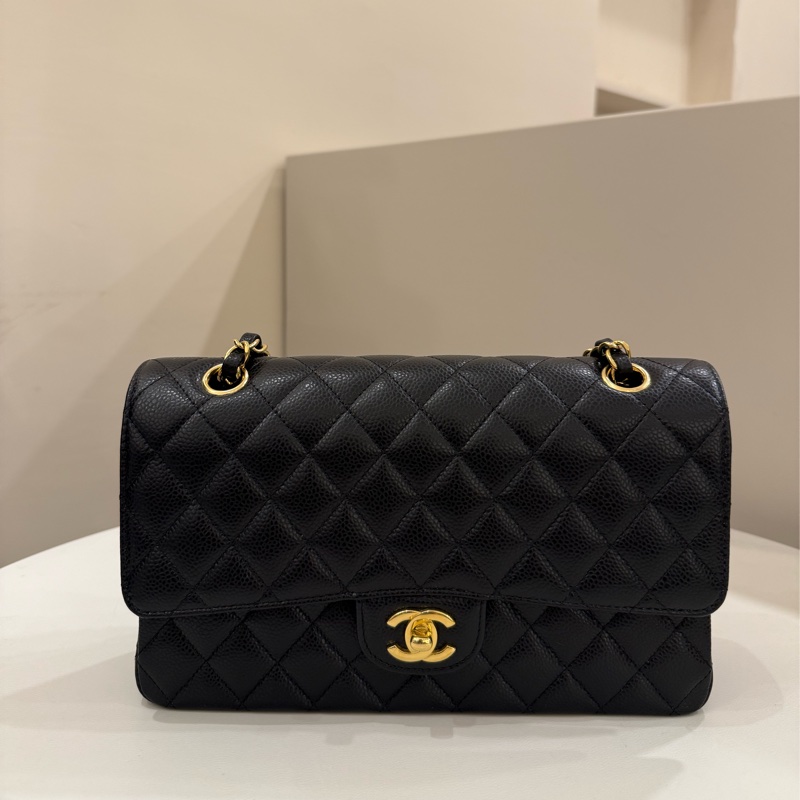 （極新美品）Chanel香奈兒 coco cf25 荔枝顆粒牛皮 黑金-0