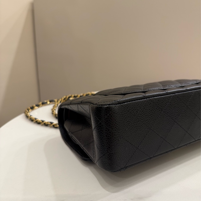 （極新美品）Chanel香奈兒 coco cf25 荔枝顆粒牛皮 黑金-3