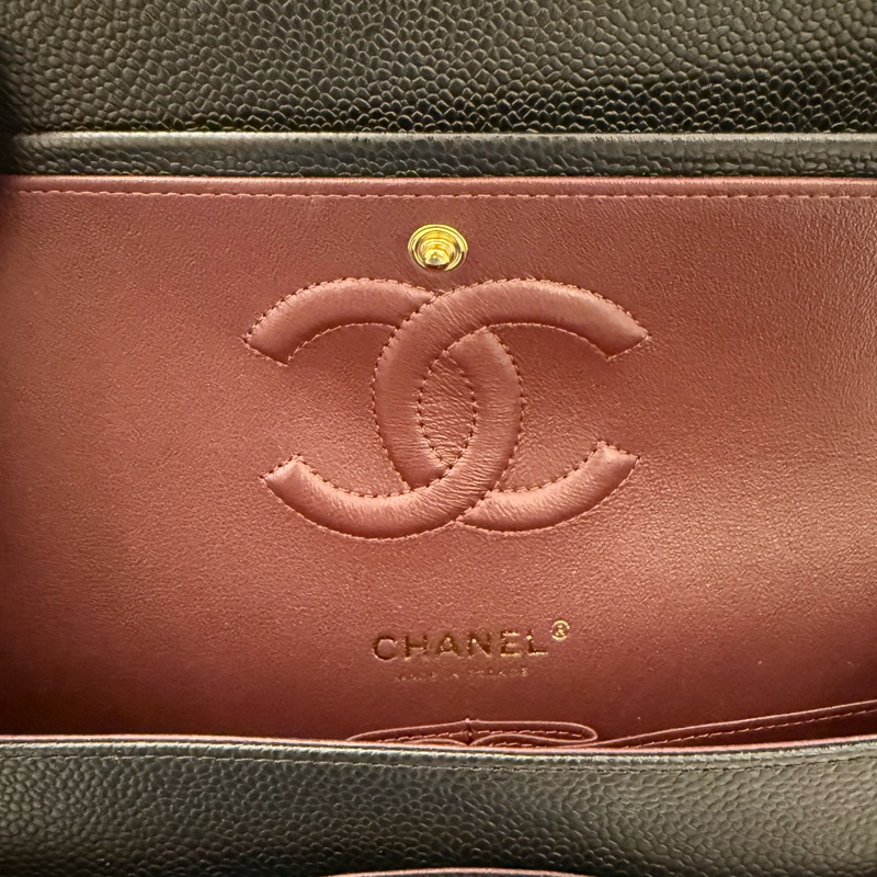 （極新美品）Chanel香奈兒 coco cf25 荔枝顆粒牛皮 黑金-6