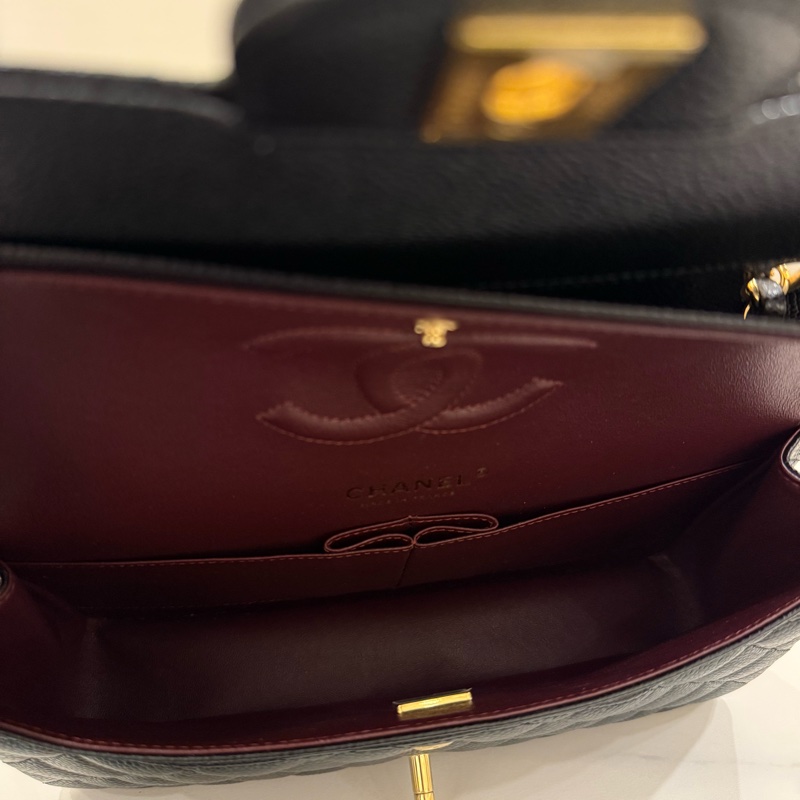 （極新美品）Chanel香奈兒 coco cf25 荔枝顆粒牛皮 黑金-7