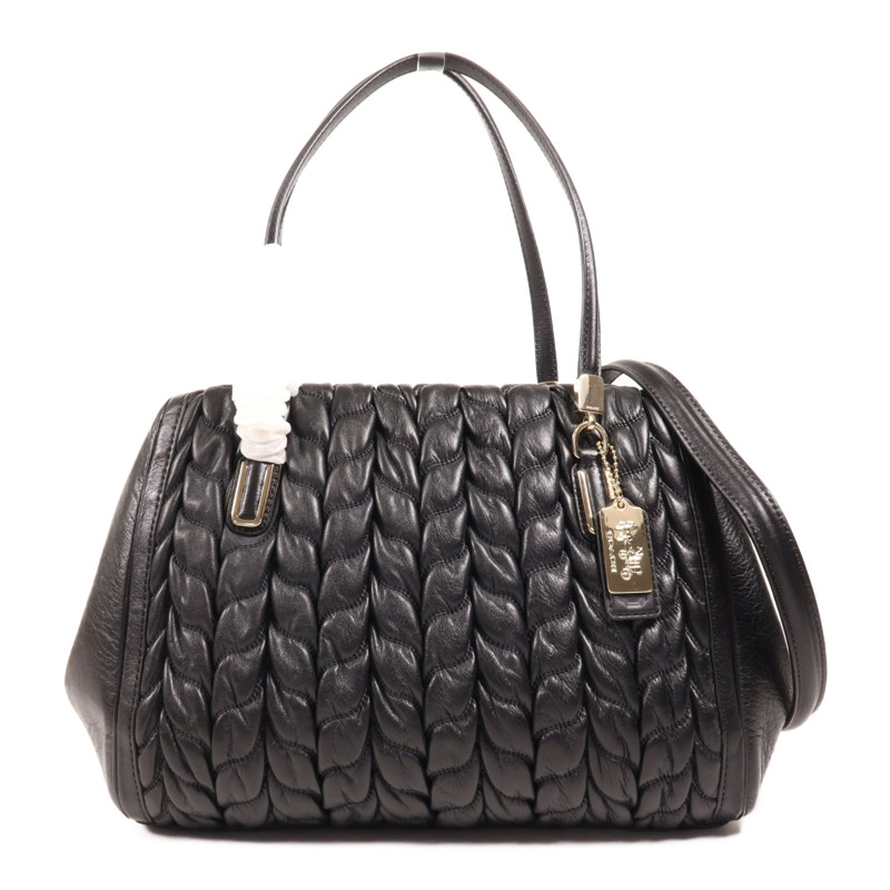 COACH 牛皮皮革2 Way Shoulder金扣手挽肩背兩用袋-0