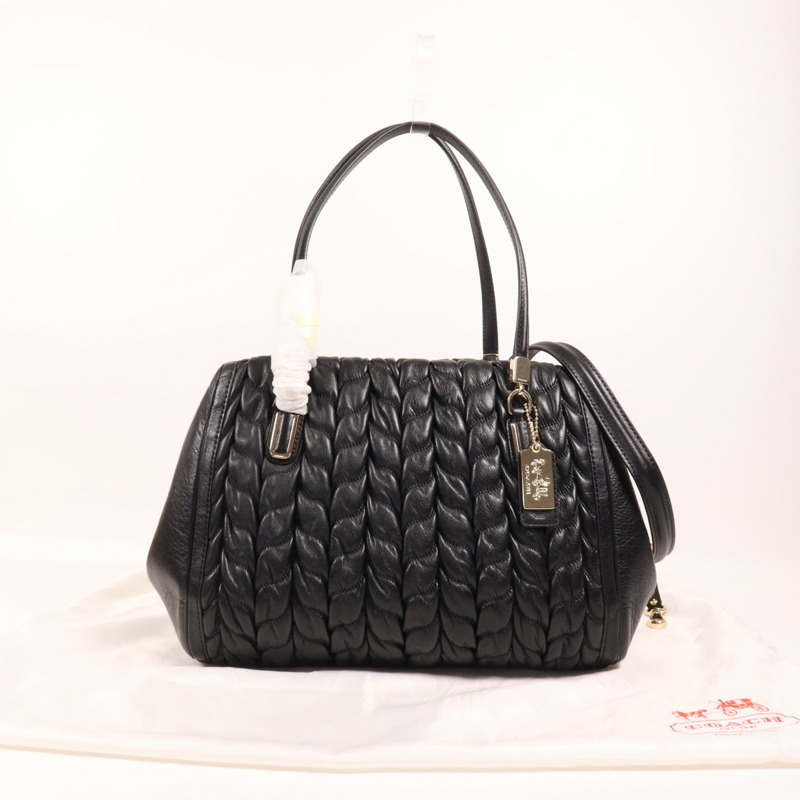 COACH 牛皮皮革2 Way Shoulder金扣手挽肩背兩用袋-11