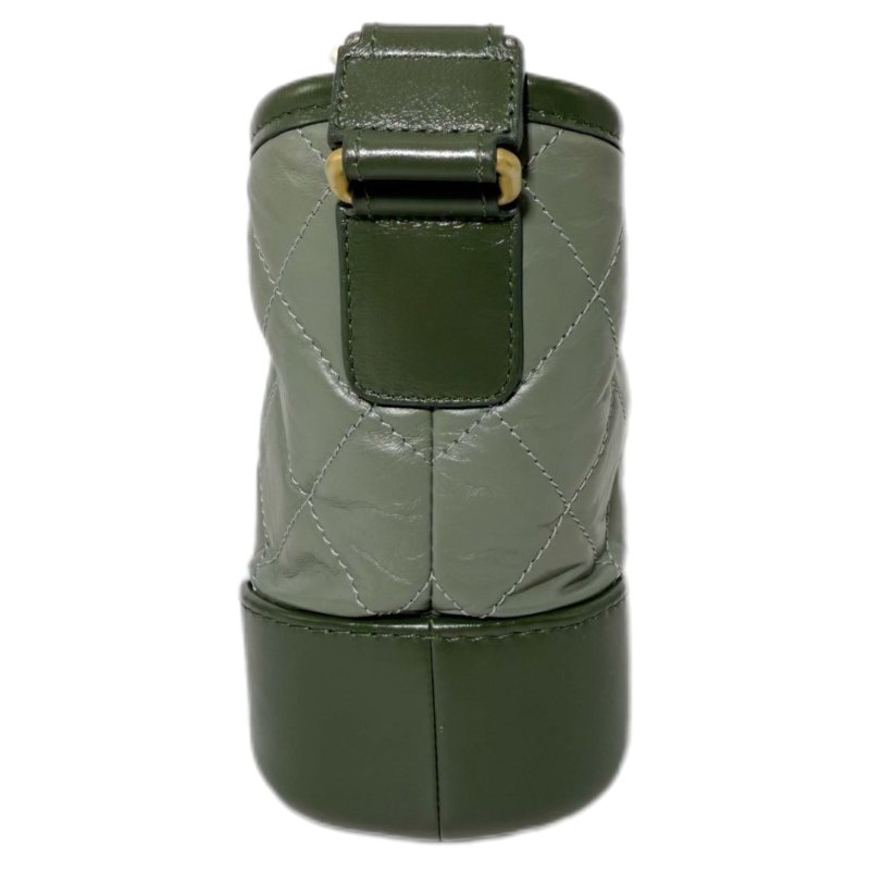 ［1975］香奈儿 CHANEL Gabrielle 菱格皮穿链 流浪包 小牛皮 斜挎手提单肩包 小號 女款 抹茶绿 -2