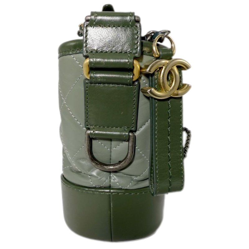 ［1975］香奈儿 CHANEL Gabrielle 菱格皮穿链 流浪包 小牛皮 斜挎手提单肩包 小號 女款 抹茶绿 -3