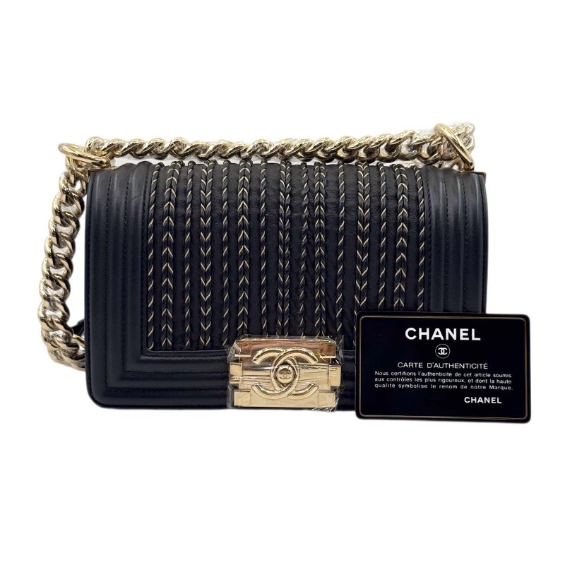 [ 2427 ] 香奈兒 CHANEL LE BOY 小號 黑金色 牛皮-0