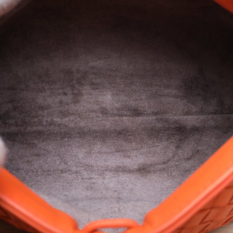 BOTTEGA VENETA 橘色羊皮經典編織手提包肩背包-2