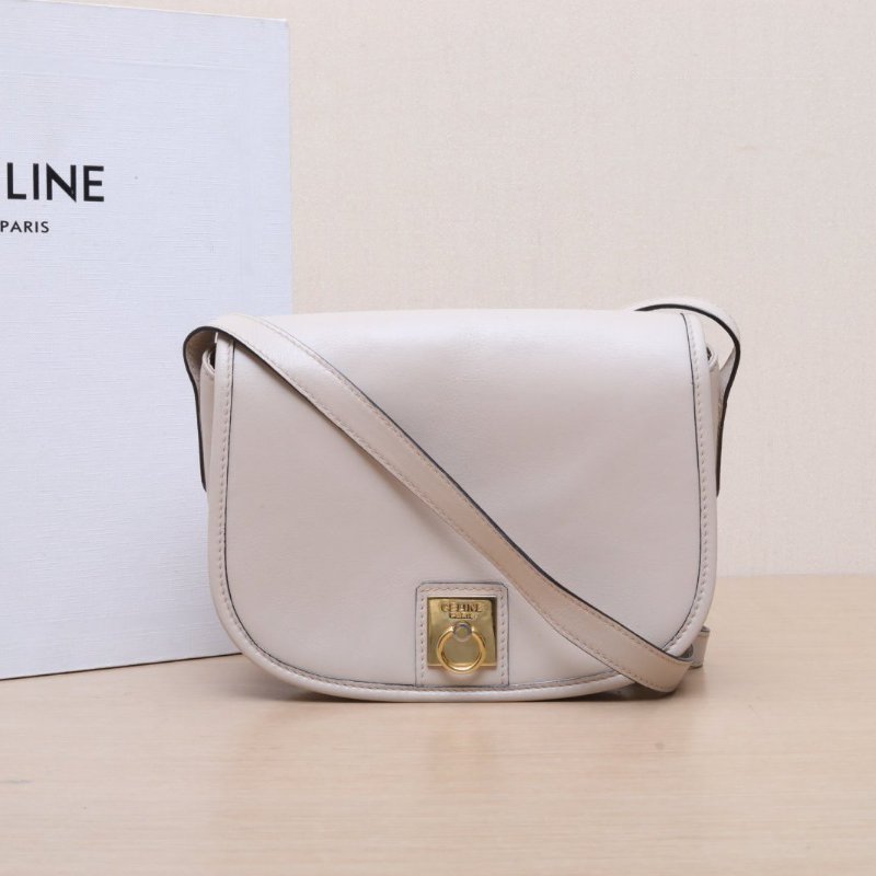 CELINE 米色牛皮Tabou鎖頭法棍包肩背包-0